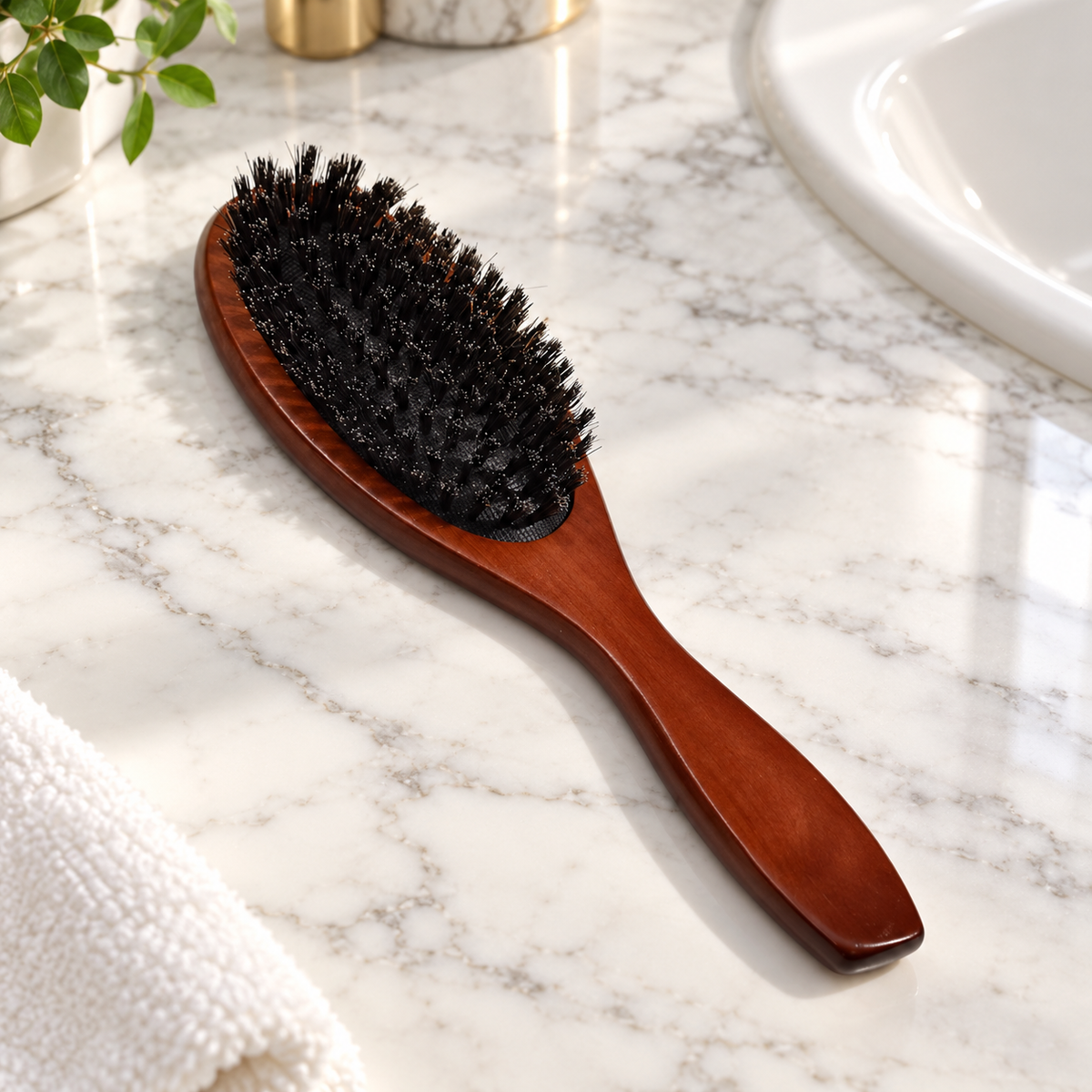Polished Brown Wooden Hair Brush