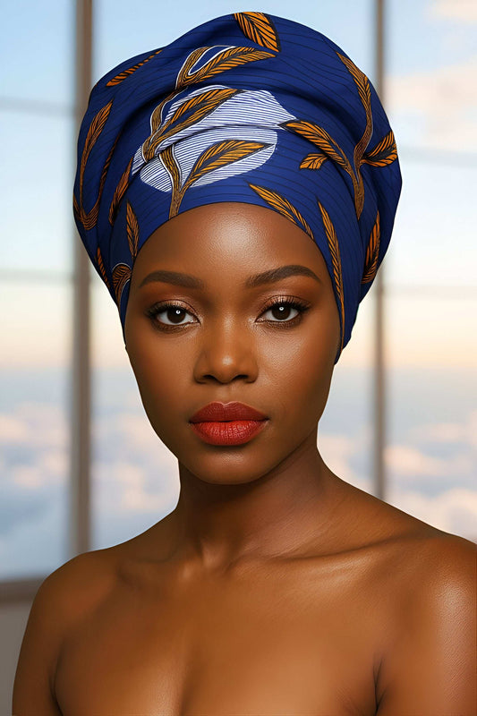 African Leafy  Moon Print Headwrap