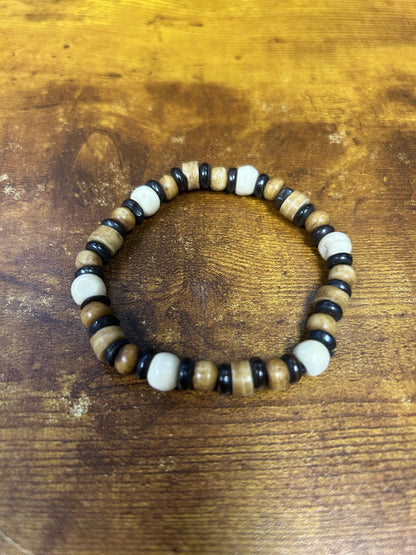 Men’s Earth Tone African Wooden Beaded Bracelet