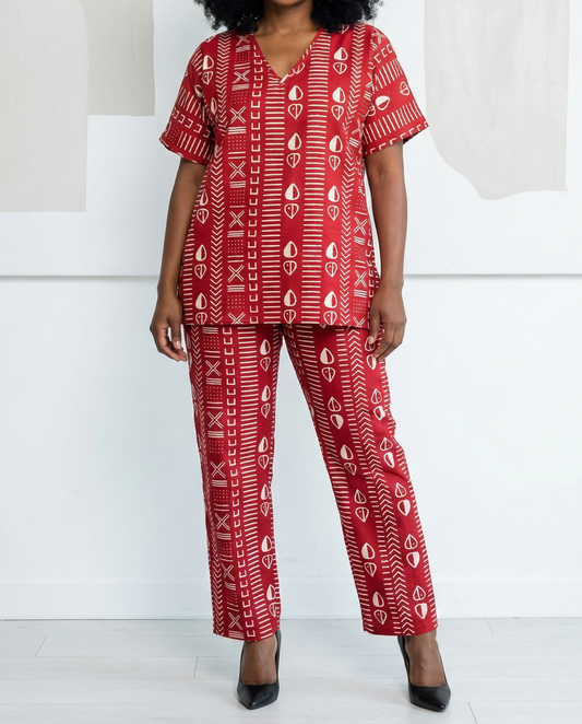 Women’s Two-Piece African Print Set (Size 14)