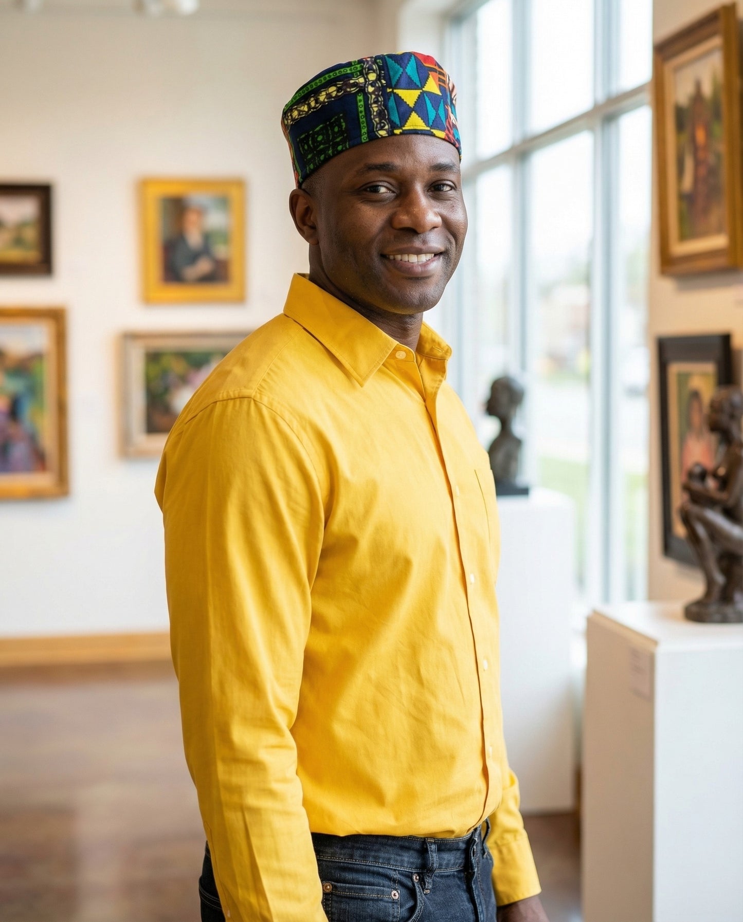 African Print Patchwork Kufi Hat – Multicolor Ankara Cap (E)
