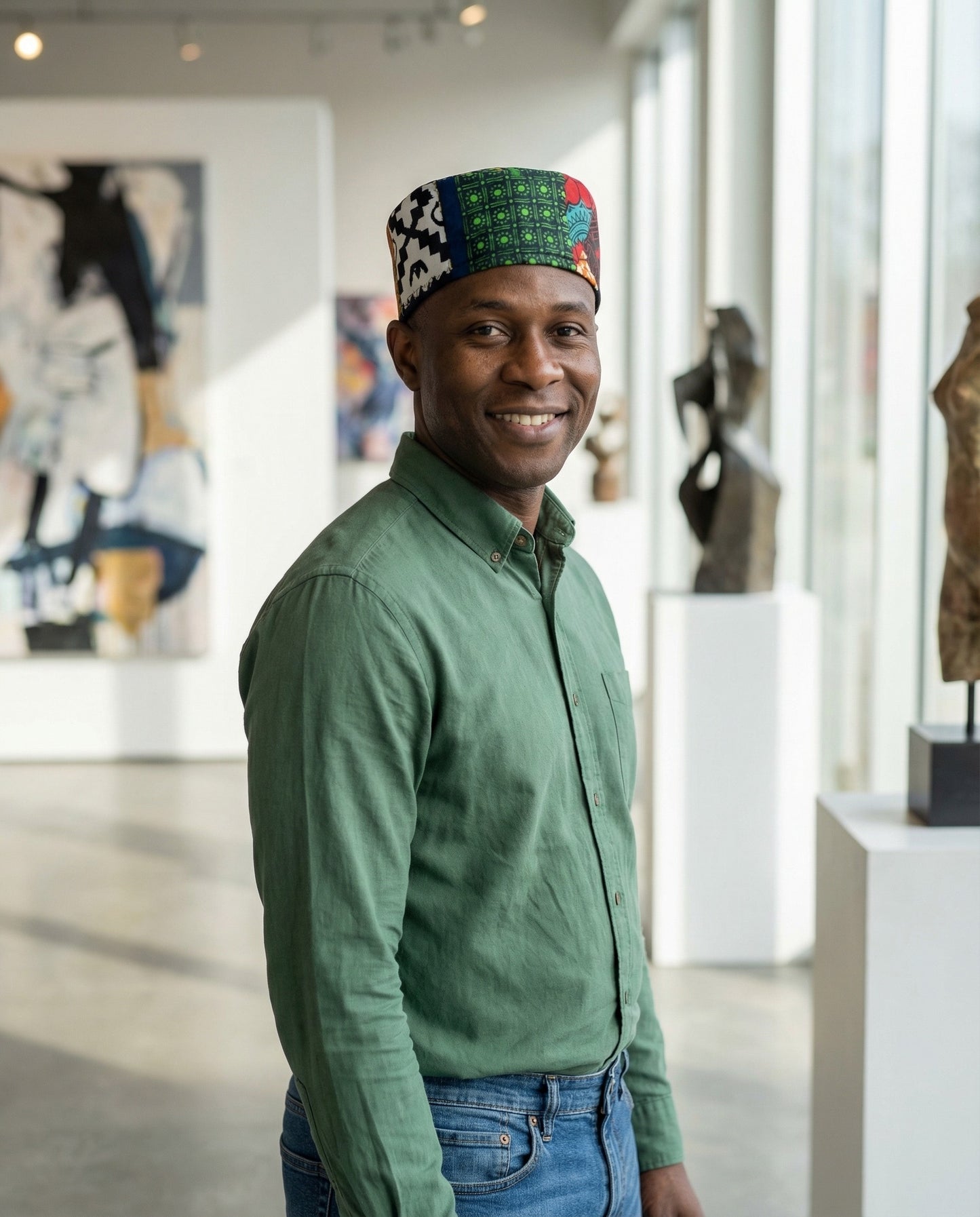 African Print Patchwork Kufi Hat – Multicolor Ankara Cap (D)