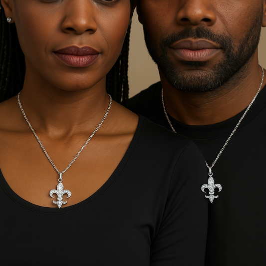 Crystal Fleur De Lis Pendant Necklace