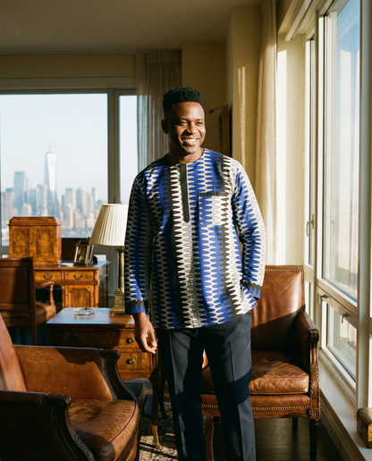 Men's African Zigzag Print Long Sleeve Dashiki Shirt