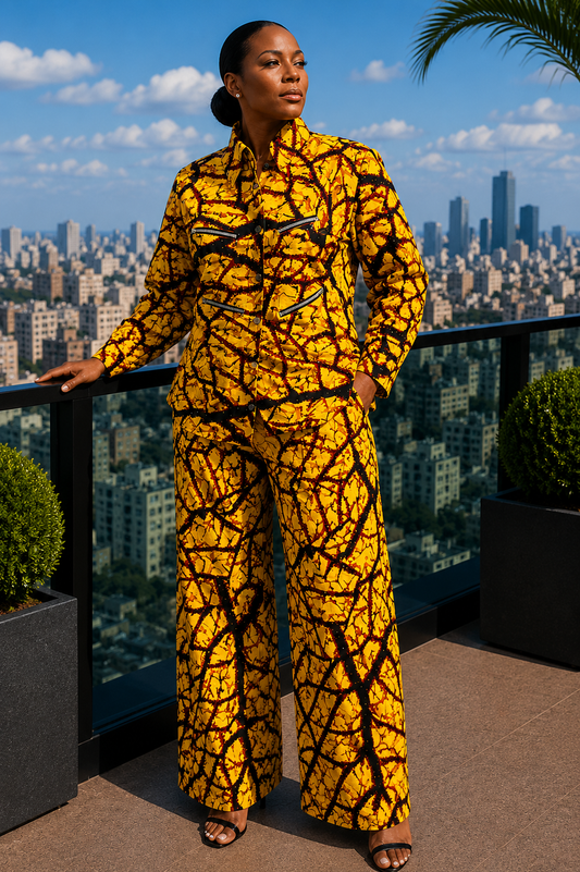 Yellow-Black Ankara African Print Set