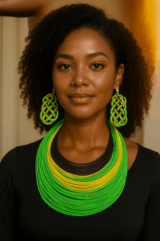 Threaded Multi-layered African Style Necklace Set