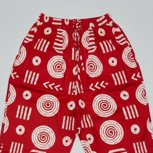 Red African Print 3-Piece Dashiki Set with Matching Kufi Hat