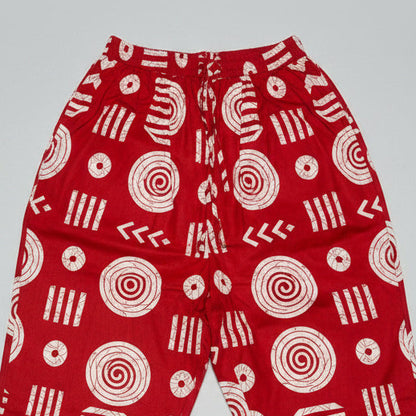 Red African Print 3-Piece Dashiki Set with Matching Kufi Hat