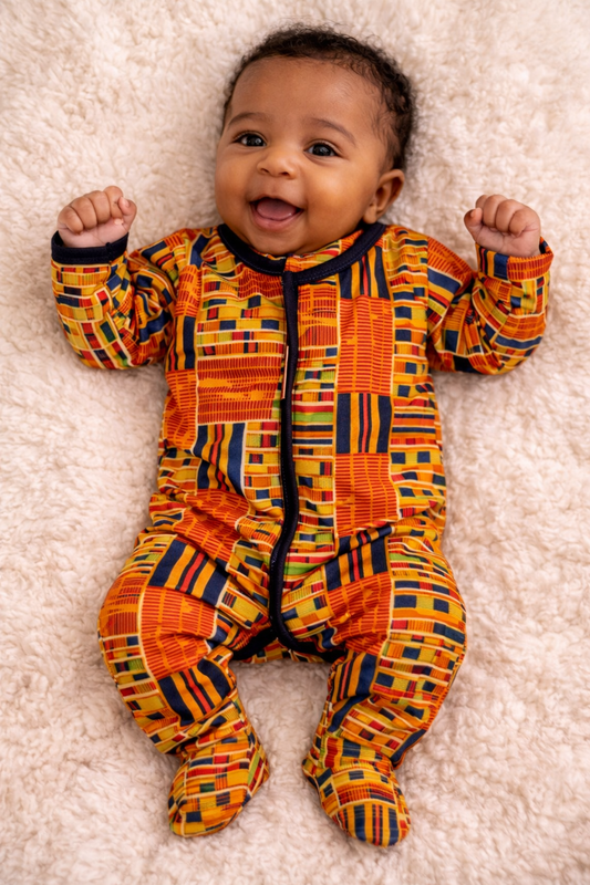 Kente1 Print Baby Footed Sleeper