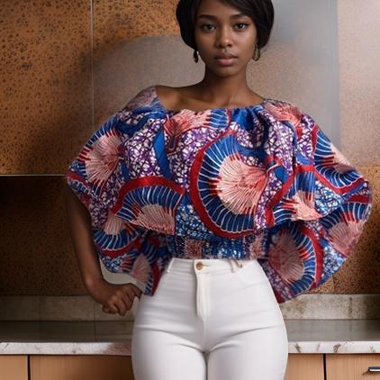 African Ankara Print Off Shoulder Crop Blouse