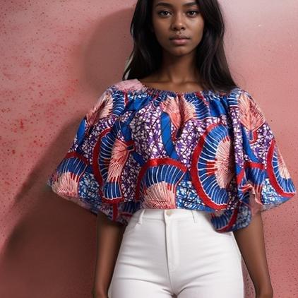 African Ankara Print Off Shoulder Crop Blouse