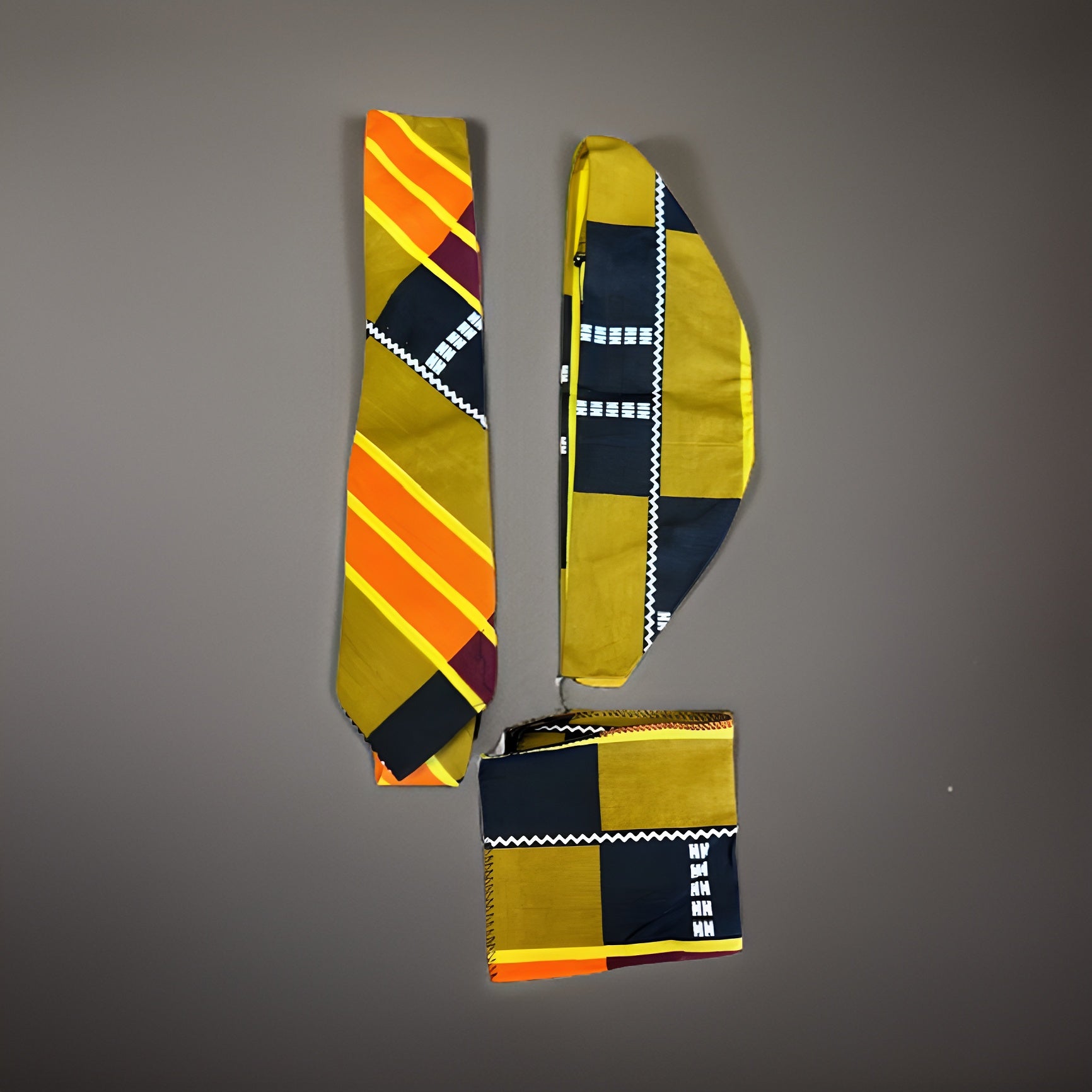 African Kente Print Style #3 - 3pc Necktie Set - Premium African Accessories from MAGOS - Just $22! Shop this and more African Accessories now 