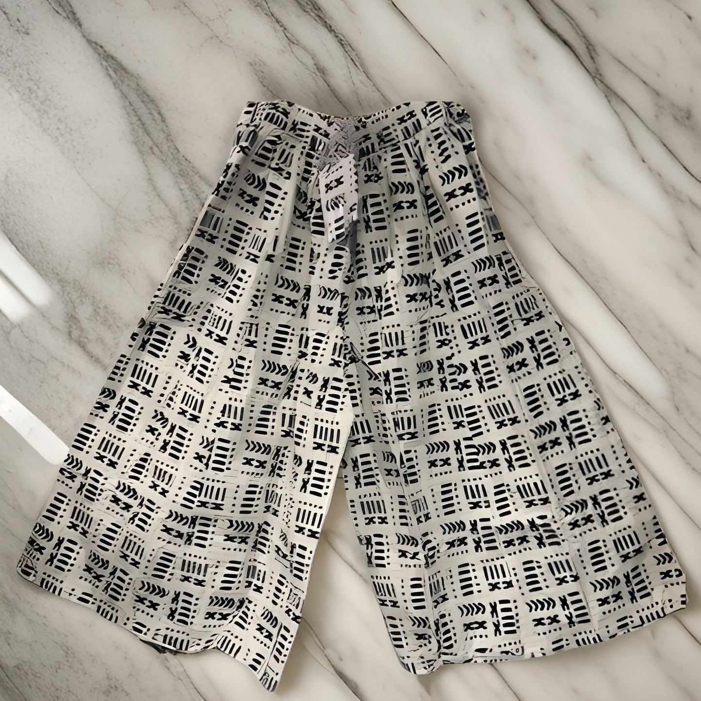 African White/Black Print Palazzo Pants - Premium African Apparel from MAGOS - Just $54! Shop this and more African Apparel now 