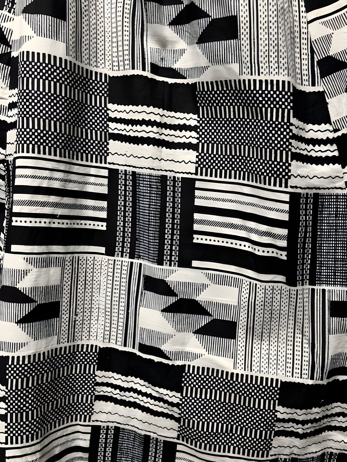 African Black/White Print Long Skirt - MAGOS
