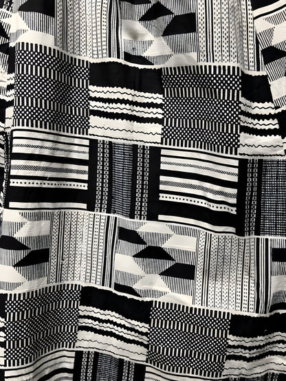 African Black/White Print Long Skirt - MAGOS