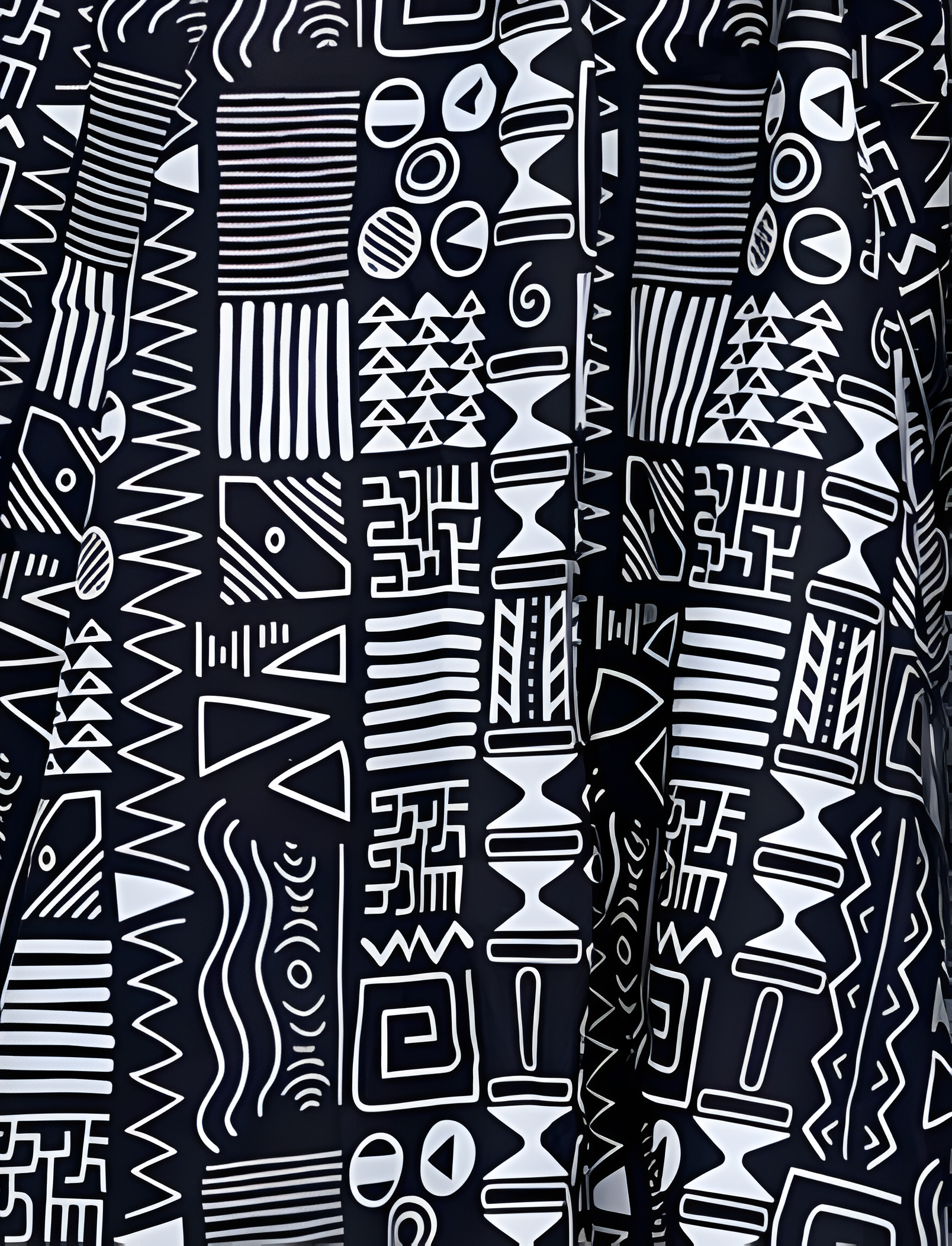 African Black/White Print Midi Skirt - MAGOS