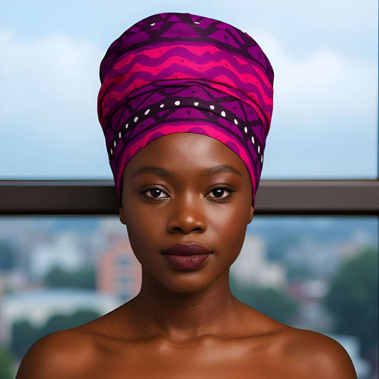African Bold Multi-Purple Color Print Headwrap