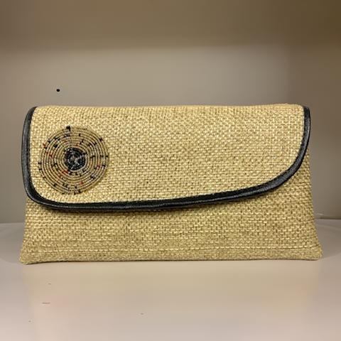 African Inspired Neutral Woven Large Clutch Purse - MAGOS