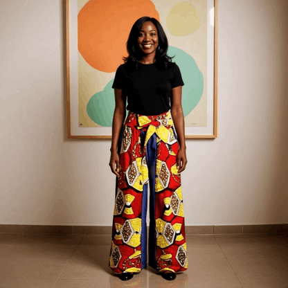 African Print Dashiki Denim Palazzo Pants