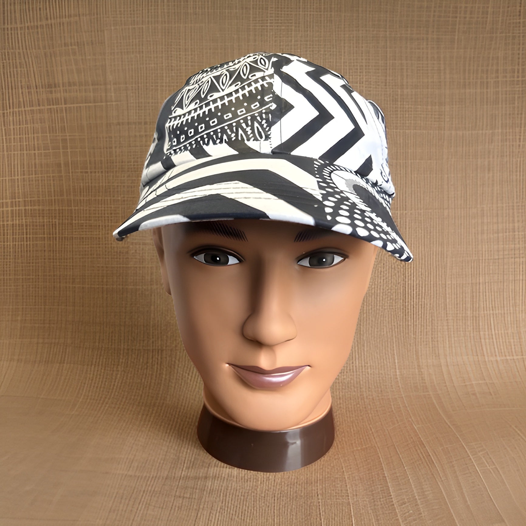 Black/White African Print Baseball Cap with Matching Mask - Premium African Accessories from MAGOS - Just $18! Shop this and more African Accessories now 