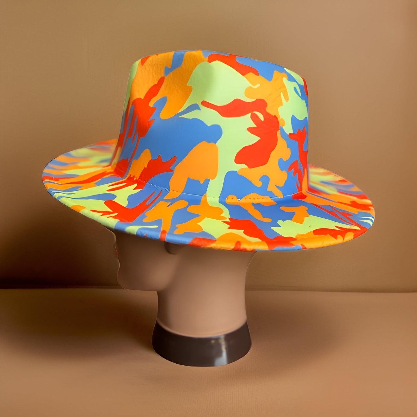Bold Camo Tie Dye Wide Brim Felt Fedora Panama Hat - Premium Other Accessories from MAGOS - Just $24! Shop this and more Other Accessories now 