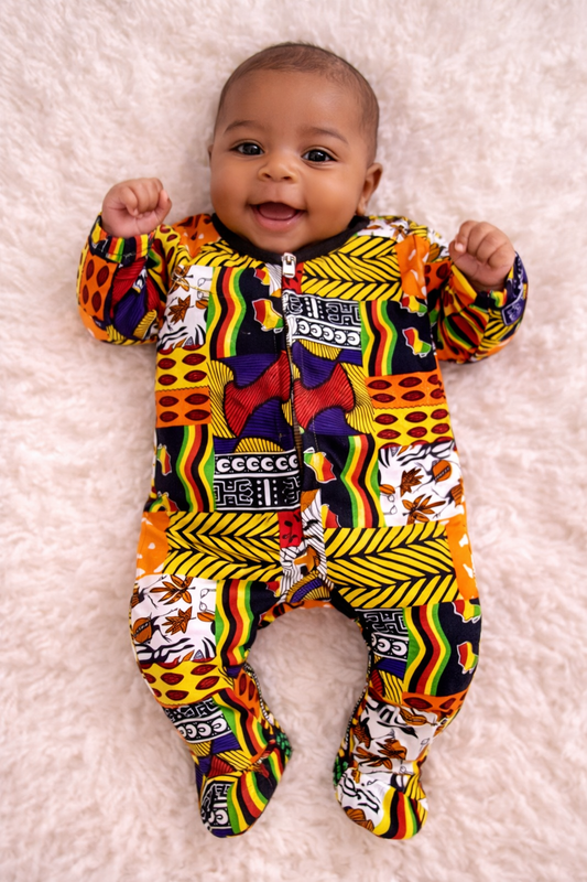 African Geometrical Print Baby Footed Sleeper