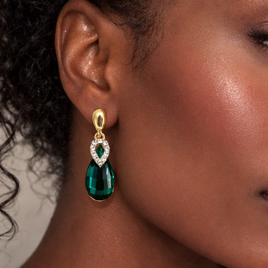 Elegant Gold-Tone Teardrop Clip-On Earrings
