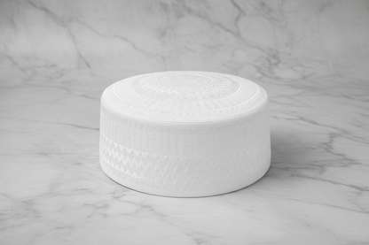 Men’s Classic White Embroidered Kufi Hat