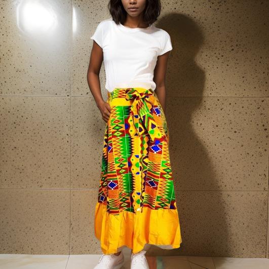 Long African Print Dashiki Skirt