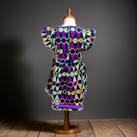 Girls Purple African Print Dress (8T) - Premium African Apparel from MAGOS - Just $25! Shop this and more African Apparel now 