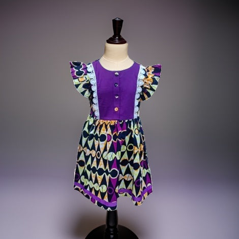 Girls Purple African Print Dress (8T) - Premium African Apparel from MAGOS - Just $25! Shop this and more African Apparel now 