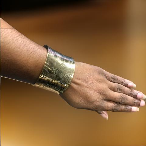 Gold Wide Cuff Bangle Bracelet - MAGOS