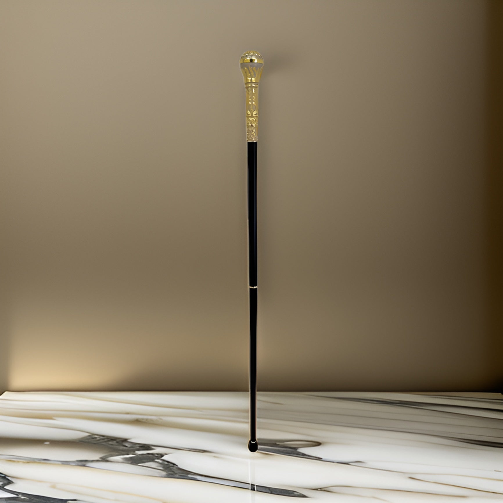 Golden Luxury Round Walking Stick Cane - Premium African Accessories from MAGOS - Just $39.99! Shop this and more African Accessories now 
