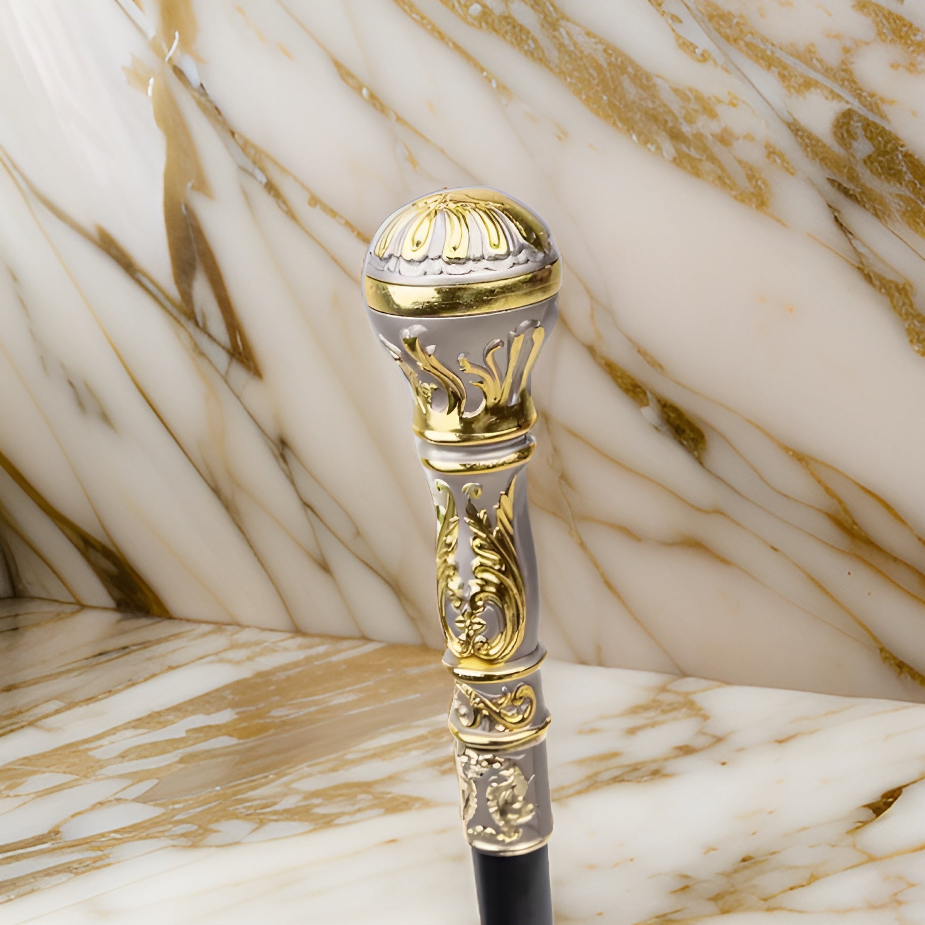 Golden Luxury Round Walking Stick Cane - Premium African Accessories from MAGOS - Just $39.99! Shop this and more African Accessories now 