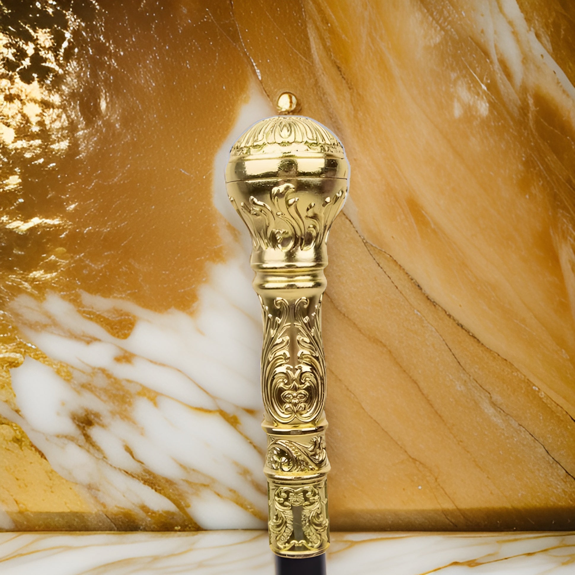 Golden Luxury Round Walking Stick Cane - Premium African Accessories from MAGOS - Just $39.99! Shop this and more African Accessories now 