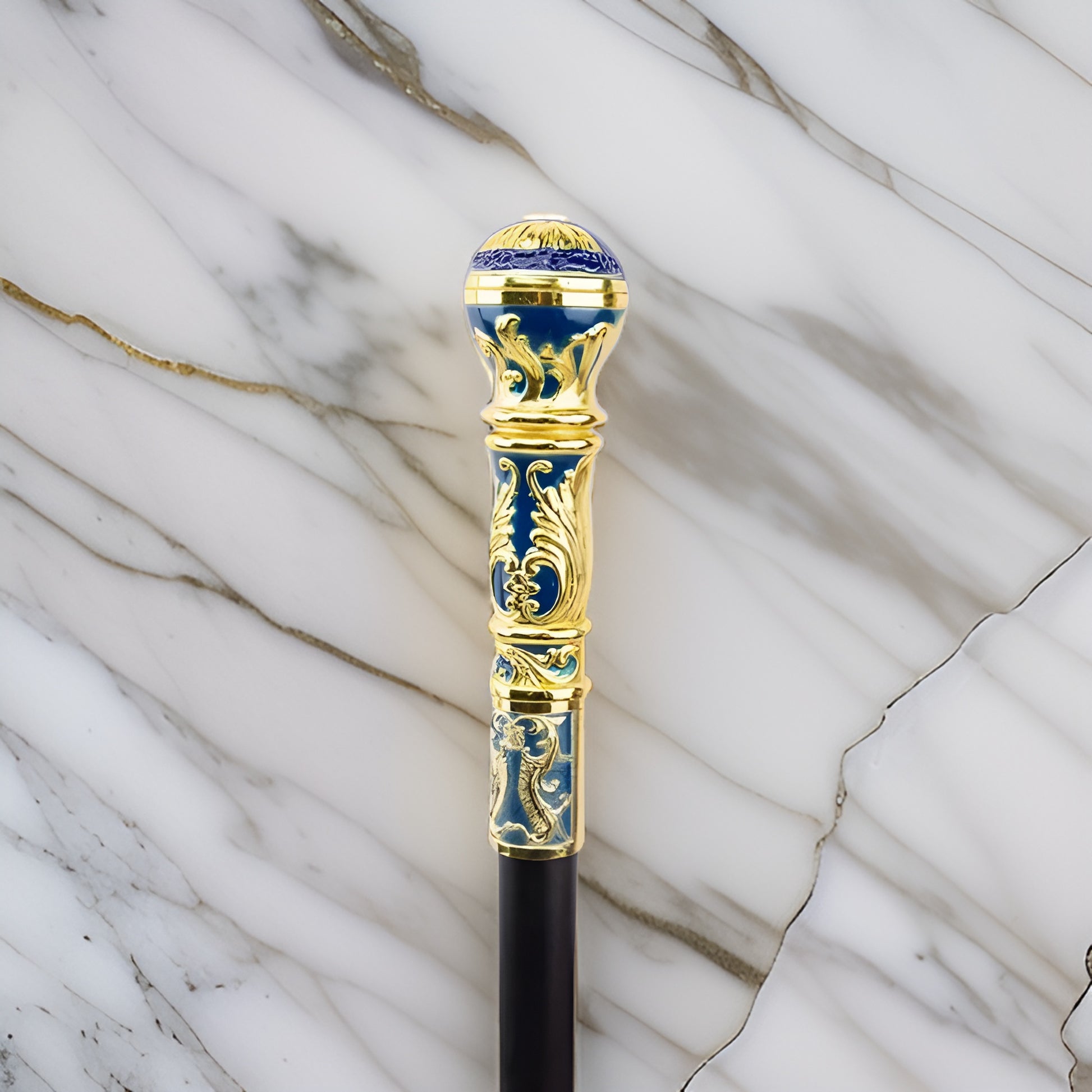 Golden Luxury Round Walking Stick Cane - Premium African Accessories from MAGOS - Just $39.99! Shop this and more African Accessories now 