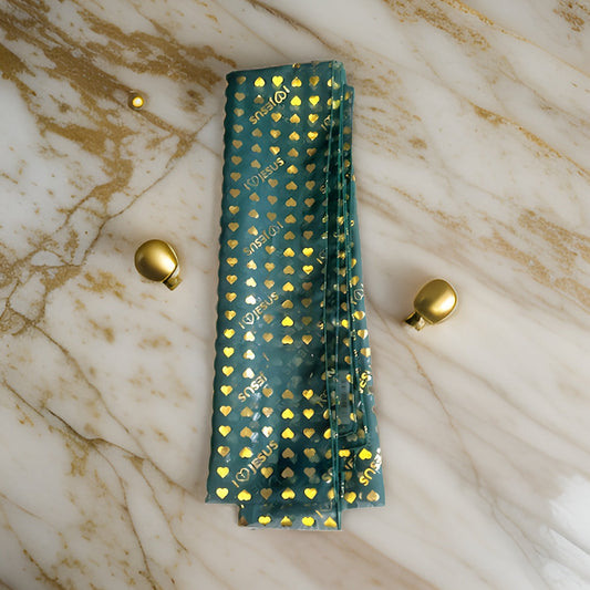 Green Chiffon Dark Green "I Heart Jesus" Scarf - Premium African Accessories from MAGOS - Just $3! Shop this and more African Accessories now 