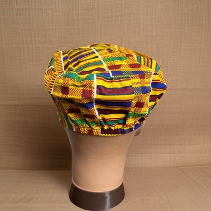 Green/Yellow/Gold Style1 Kente Print African Kufi Hat with Matching Mask - Premium African Accessories from MAGOS - Just $17.50! Shop this and more African Accessories now 