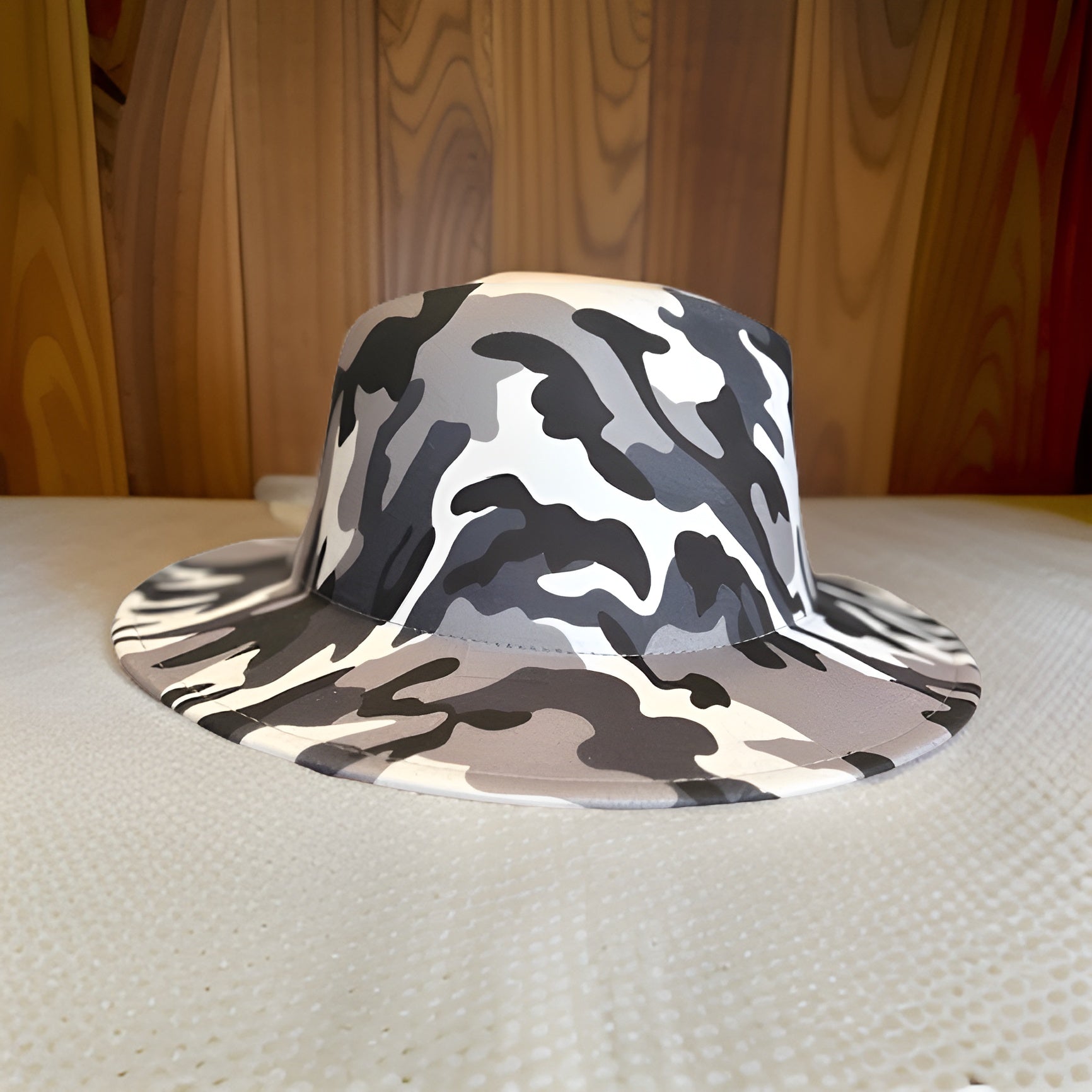 Grey Camouflage Wide Brim Felt Fedora Panama Hat - Premium Other Accessories from MAGOS - Just $24! Shop this and more Other Accessories now 