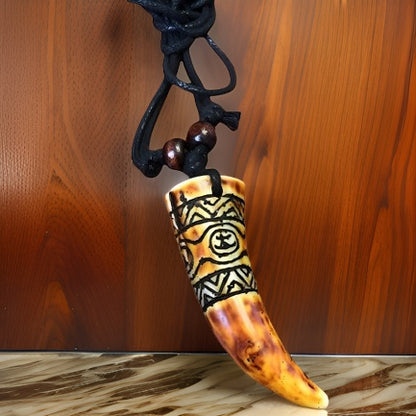Men's Carving Brown Animal Tooth Pendant Necklace - Premium Jewelry from MAGOS - Just $14.99! Shop this and more Jewelry now 