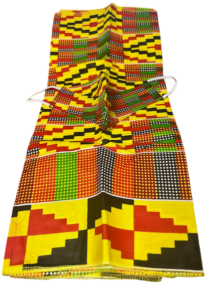 Bold Colorful Ankara African Kente Print Headwrap w/Face Mask