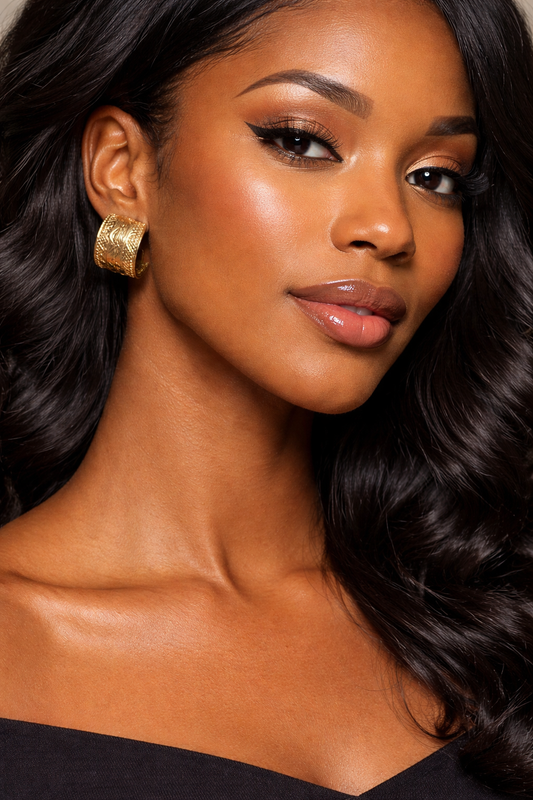 Gold Textured Statement Hoop Earrings