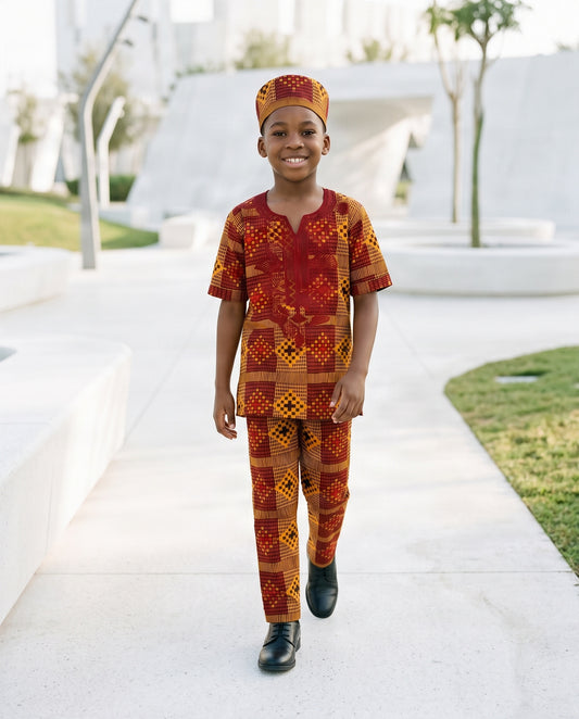 Boys’ African Print 3-Piece Pants Set