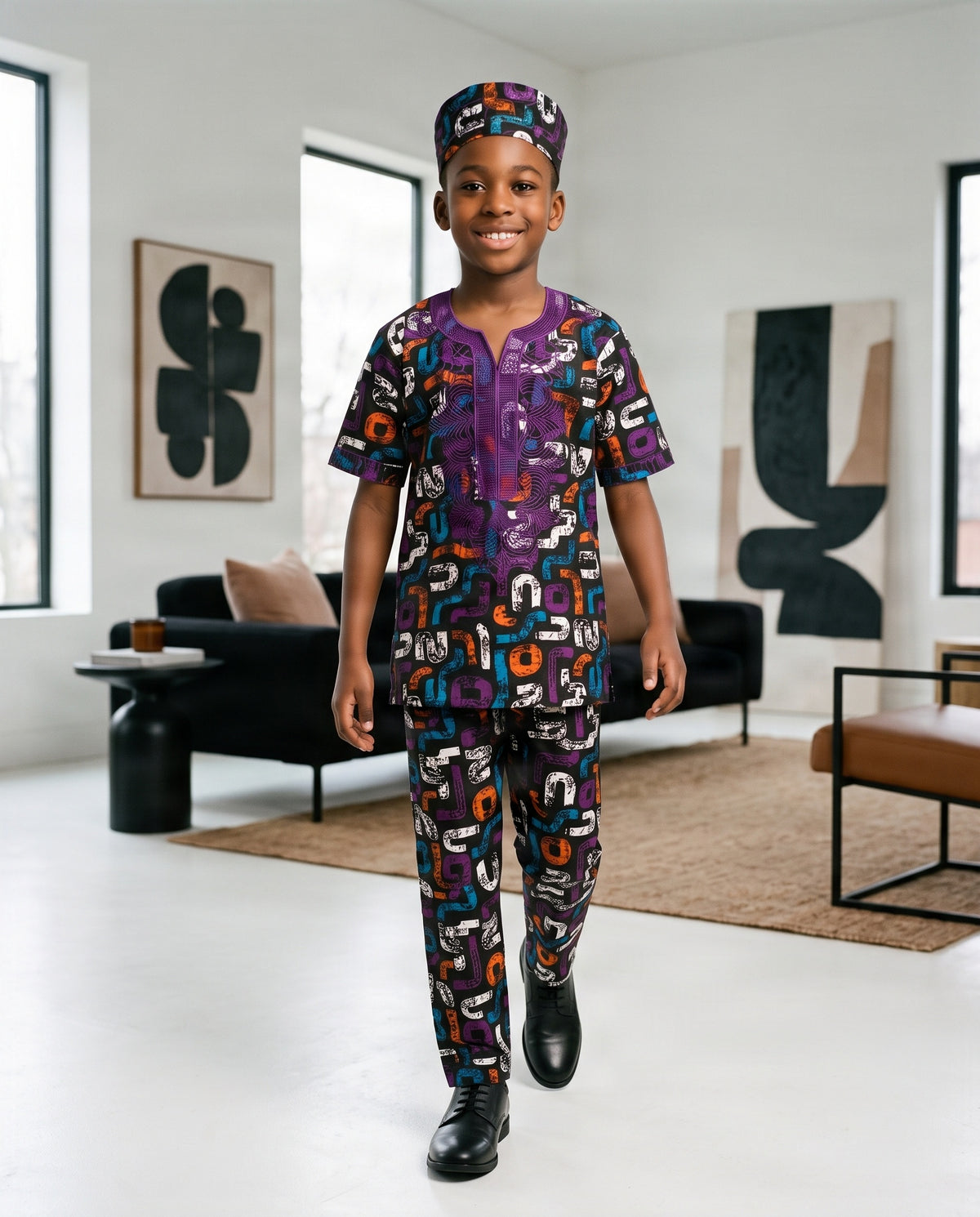 Boys’ Multicolor African Print 3-Piece Pants Set