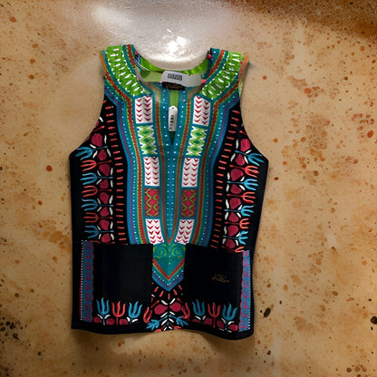 Kids Traditional Sleeveless Black-Lime-Pink Dashiki Top - Premium African Apparel from MAGOS - Just $8! Shop this and more African Apparel now 