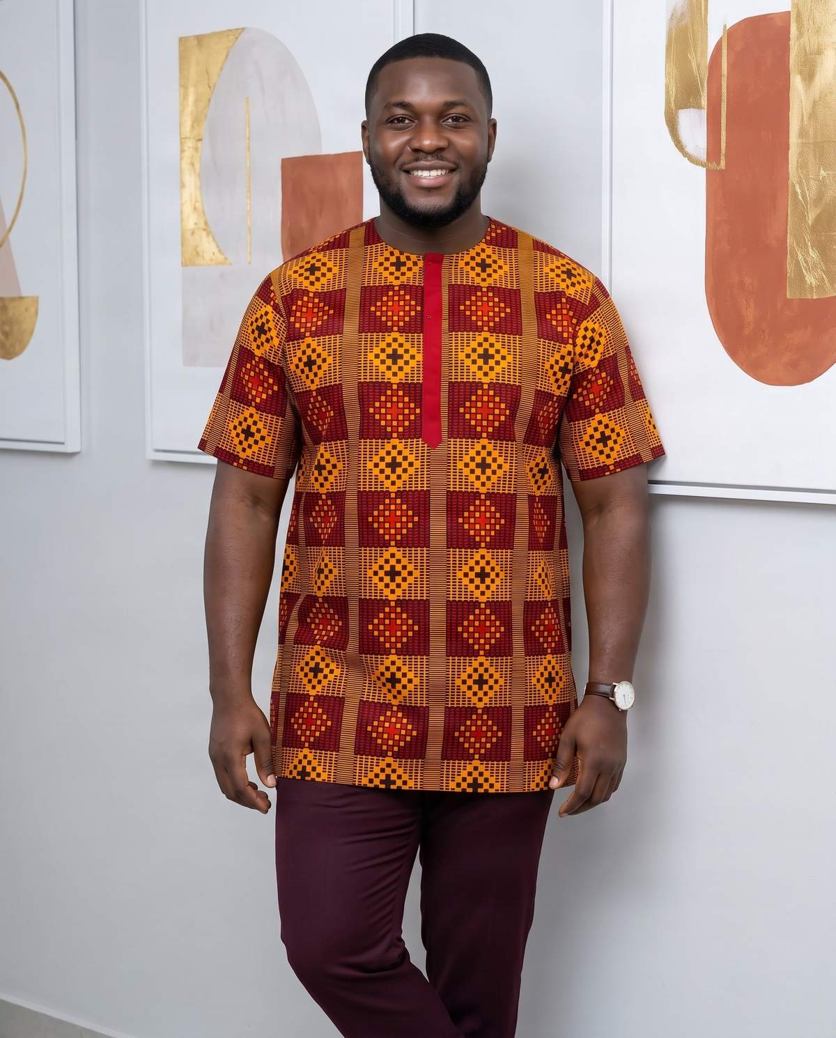 Men’s African Geo Print Dashiki Top