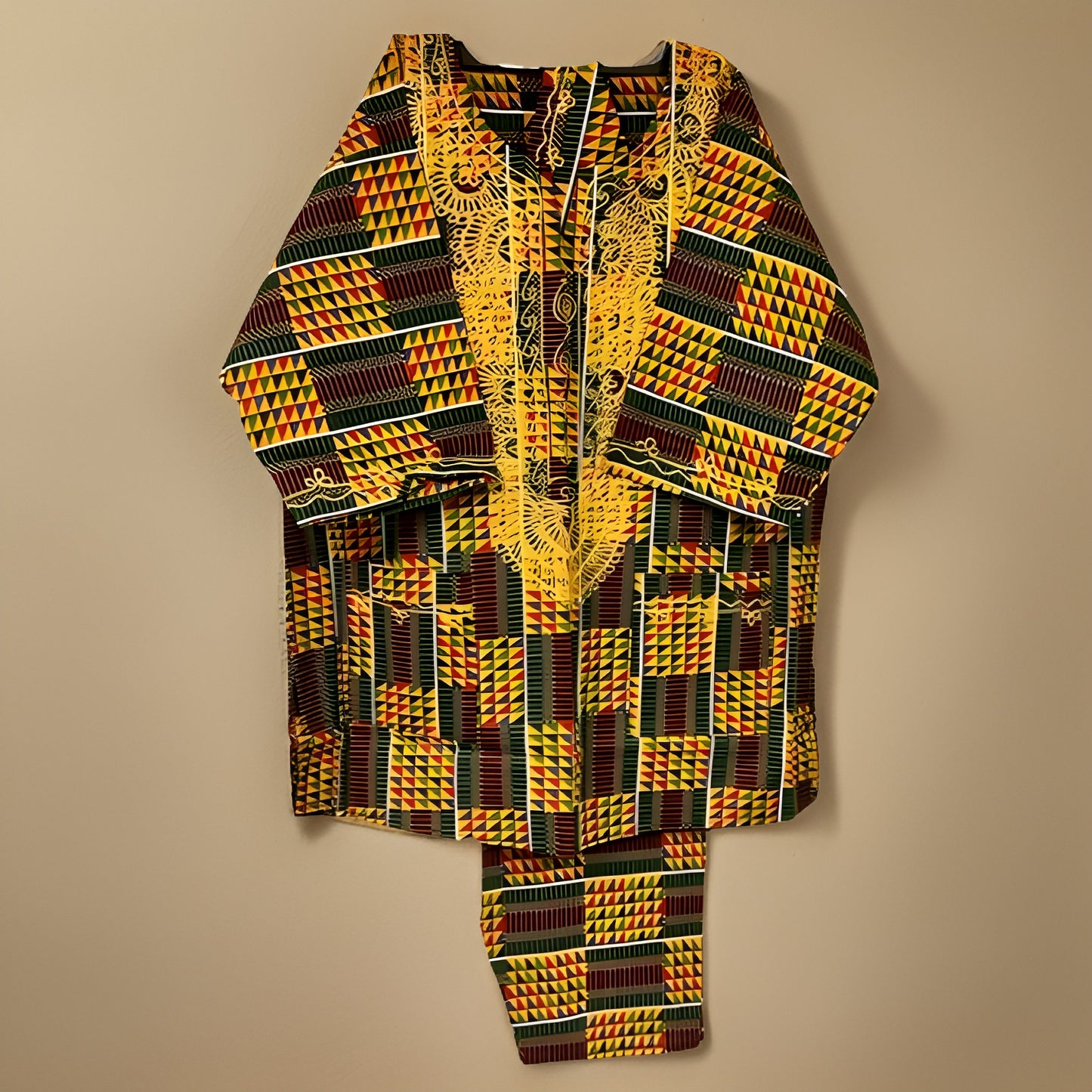 Men's Green Kente Print Dashiki Pants Set (Medium) - Premium African Apparel from MAGOS - Just $65! Shop this and more African Apparel now 