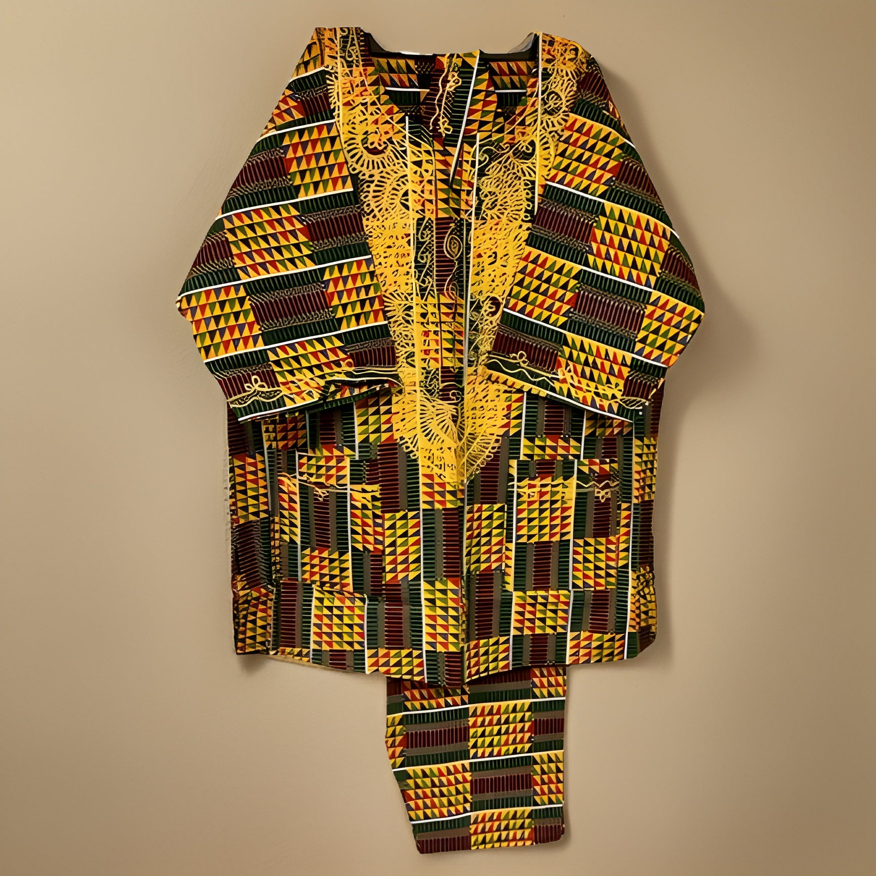 Men's Green Kente Print Dashiki Pants Set (Medium) - Premium African Apparel from MAGOS - Just $65! Shop this and more African Apparel now 