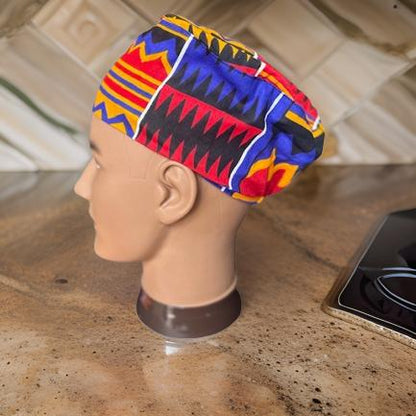 Men's Red Multi Kente Kufi Hat - MAGOS