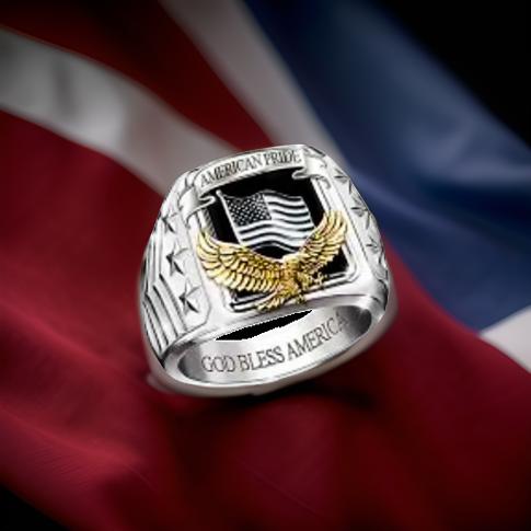 Men's Sterling Silver "America Pride" Fashion Pinky RIng - MAGOS